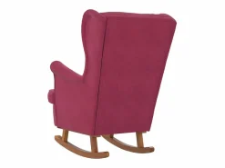 vidaxl Mecedora con respaldo alto de terciopelo y madera maciza Rojo Outlet