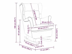 vidaxl Mecedora con respaldo alto de terciopelo y madera maciza Rojo Outlet