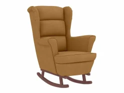 Mecedora con respaldo alto de terciopelo marrón y madera maciza^vidaxl Discount