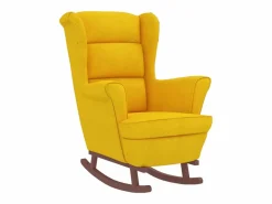 vidaxl Mecedora con respaldo alto de terciopelo madera maciza Amarillo Online