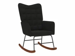 vidaxl Mecedora con taburete de terciopelo Negro Online