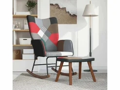 Mecedora con taburete tela patchwork^vidaxl Best