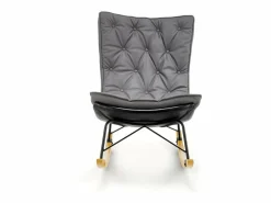 MSO Sillón Balancín|Mecedora de diseño con estructura de metal negro y madera maciza IMAGINE