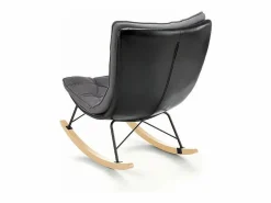 MSO Sillón Balancín|Mecedora de diseño con estructura de metal negro y madera maciza IMAGINE