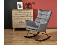 MSO Mecedora de diseño en terciopelo con reposabrazos Market Gris Sale