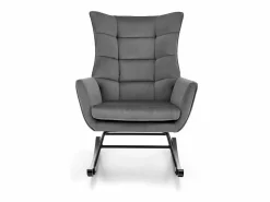 MSO Mecedora de diseño en terciopelo con reposabrazos Market Gris Sale