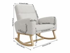 Sillón Balancín|Mecedora de lactancia con bolsillo lateral y reposabrazos, patas de madera, oscuro