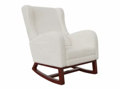 Mecedora de madera maciza con reposapiernas retráctil y respaldo alto - Mecedora para salón y dormitorio - Hasta 150 kg -^