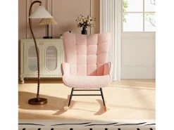 Sillón Balancín|Mecedora de peluche de osito de peluche, sillón de lectura acolchado, respaldo a cuadros, color