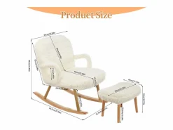 Mecedora de peluche Teddy - Mecedora con reposapiés, patas de madera maciza - cómoda 65x96,5x85cm -^ Clearance