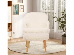 Mecedora de peluche Teddy - Mecedora con reposapiés, patas de madera maciza - cómoda 65x96,5x85cm -^ Clearance