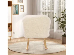 Mecedora de peluche Teddy - Mecedora con reposapiés, patas de madera maciza - cómoda 65x96,5x85cm -^ Clearance