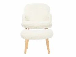Mecedora de peluche Teddy - Mecedora con reposapiés, patas de madera maciza - cómoda 65x96,5x85cm -^ Clearance