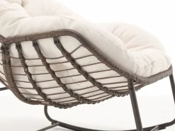 Sillón Escandinavo|Mecedora de ratán - Estructura de acero con cojín suave - Para uso en interiores y exteriores