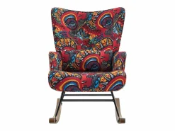 Sillón|Sillón Balancín|Mecedora de terciopelo con estructura de metal y base de madera, ergonómica, cómoda y moderna.