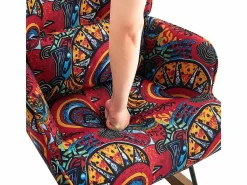 Sillón|Sillón Balancín|Mecedora de terciopelo con estructura de metal y base de madera, ergonómica, cómoda y moderna.