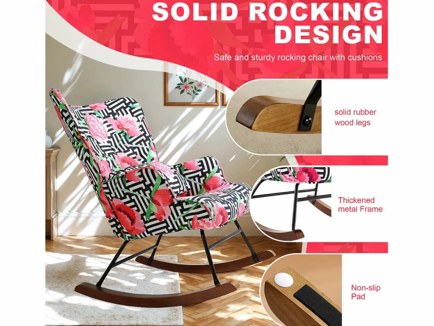 Mecedora de terciopelo premium con estructura de metal dorado: diseño moderno y cómodo para interiores, salas de estar o balcones^ Hot