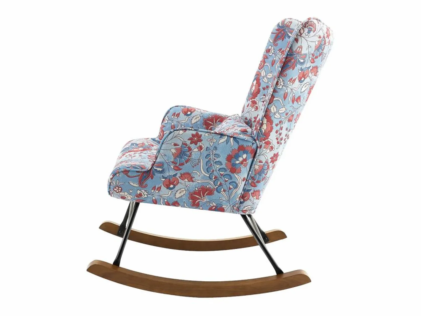 Sillón Escandinavo|Mecedora de terciopelo premium con estructura de metal reforzado, base de madera maciza y diseño escandinavo moderno para dormitorio o balcón