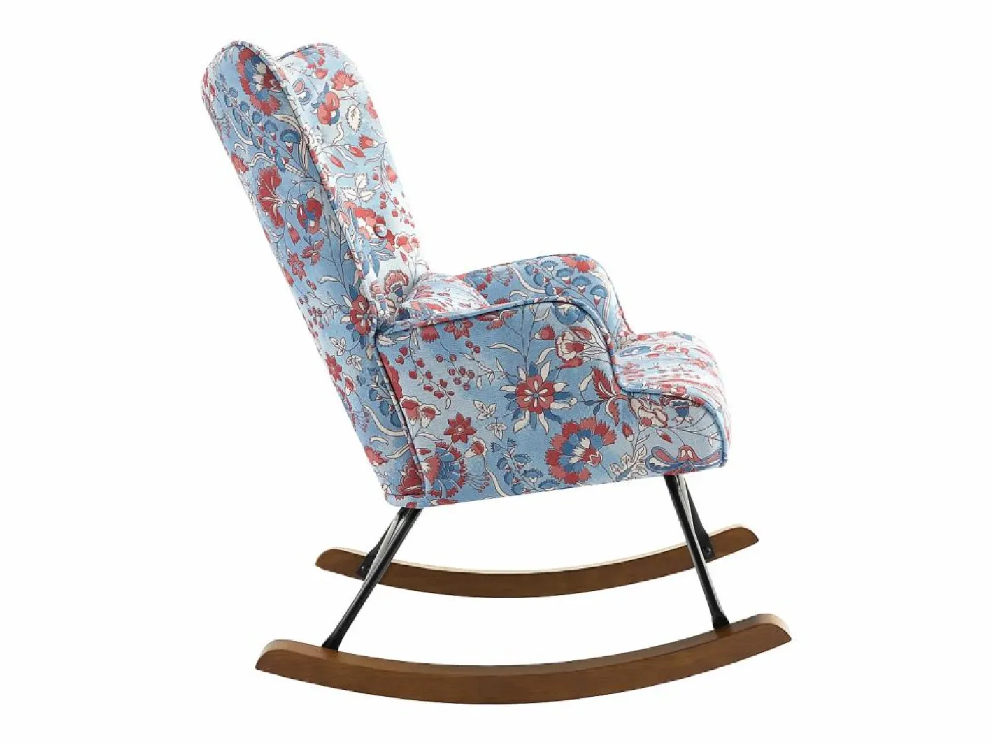 Sillón Escandinavo|Mecedora de terciopelo premium con estructura de metal reforzado, base de madera maciza y diseño escandinavo moderno para dormitorio o balcón