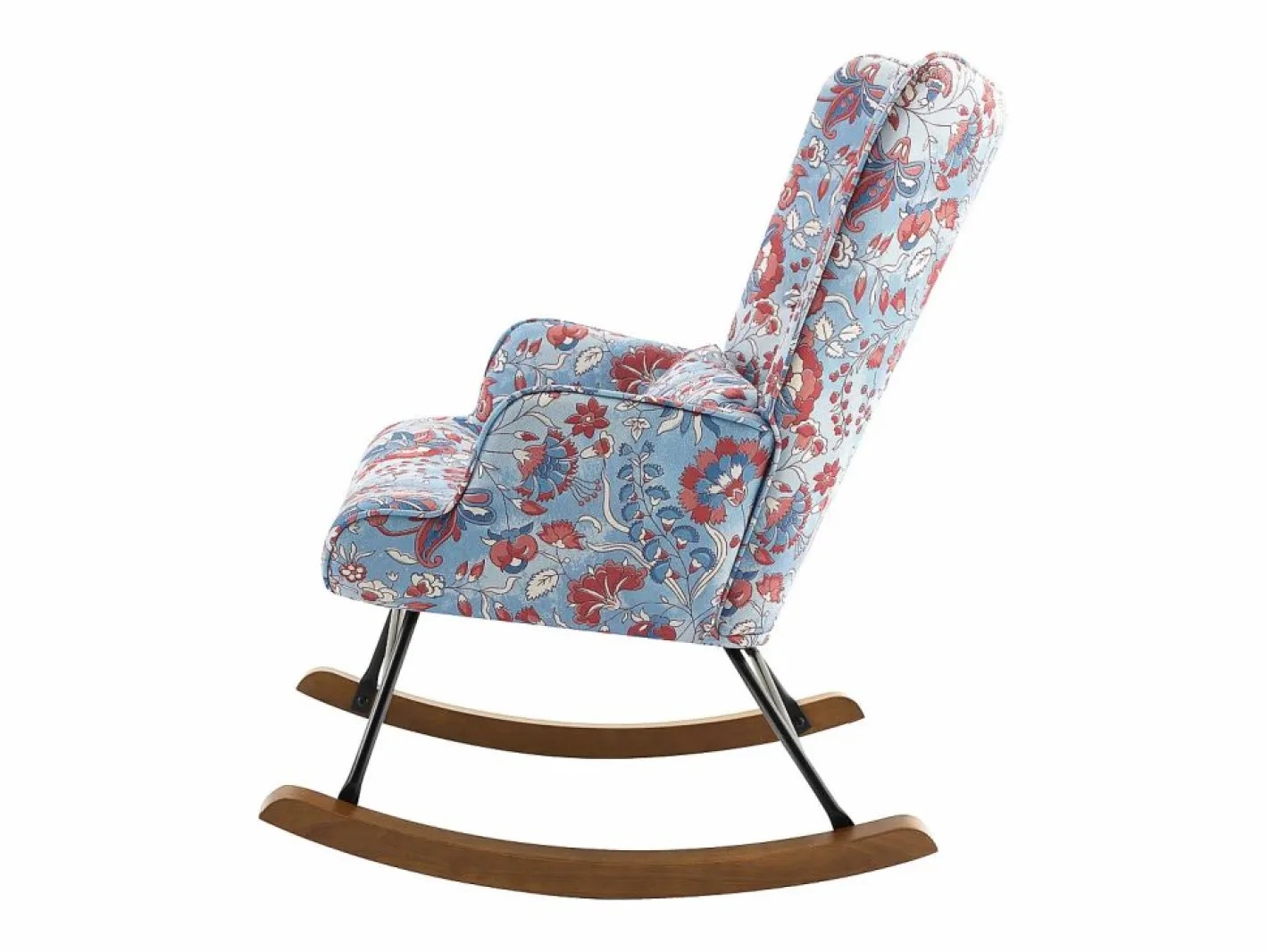 Sillón Escandinavo|Mecedora de terciopelo premium con estructura de metal reforzado, base de madera maciza y diseño escandinavo moderno para dormitorio o balcón