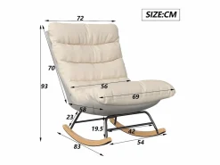 Sillón Balancín|Mecedora ergonómica con cojín beige y estructura gris, diseño moderno en tela/piel sintética.