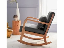 Mecedora estilo escandinavo de madera y tela oscuro^Sweeek New