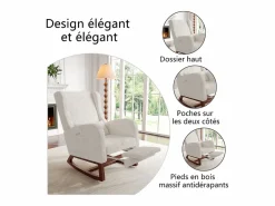 Mecedora, Mecedora - Silla con patas retráctiles - Blanca^