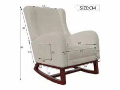 Sillón Balancín|Mecedora, Mecedora con Reposapiés Retráctil, Mecedora de Madera Maciza con Respaldo Alto para Sala de Estar, Dormitorio, Hasta 150 kg -
