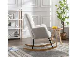Mecedora moderna de felpa blanca con reposabrazos y respaldo, ideal para salón y dormitorio^OKWISH Sale