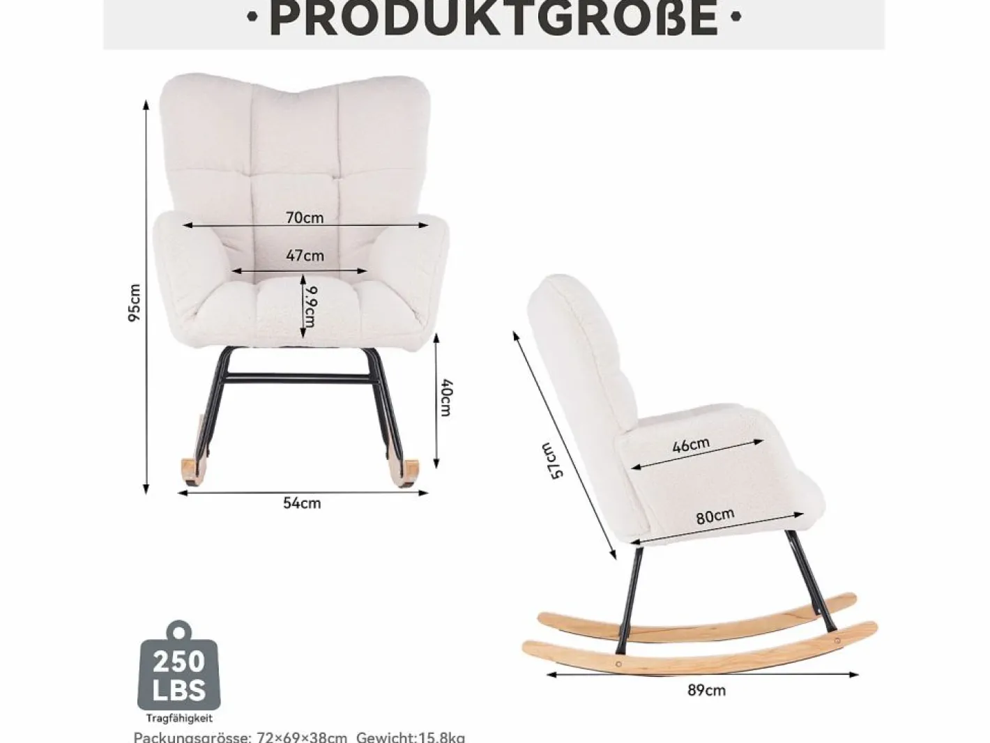 Mecedora moderna de felpa blanca con reposabrazos y respaldo, ideal para salón y dormitorio^OKWISH Sale
