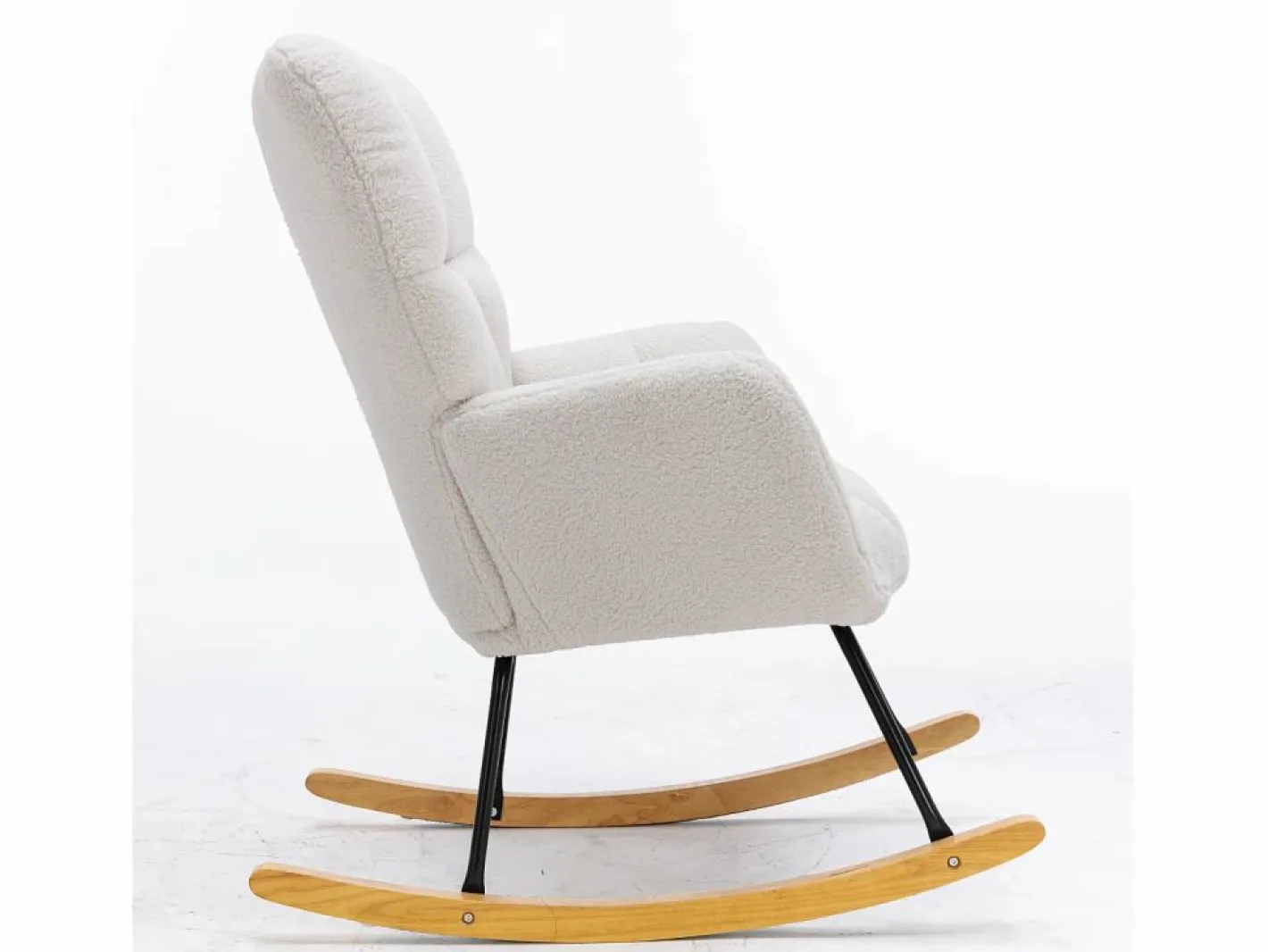 Mecedora moderna de felpa blanca con reposabrazos y respaldo, ideal para salón y dormitorio^OKWISH Sale