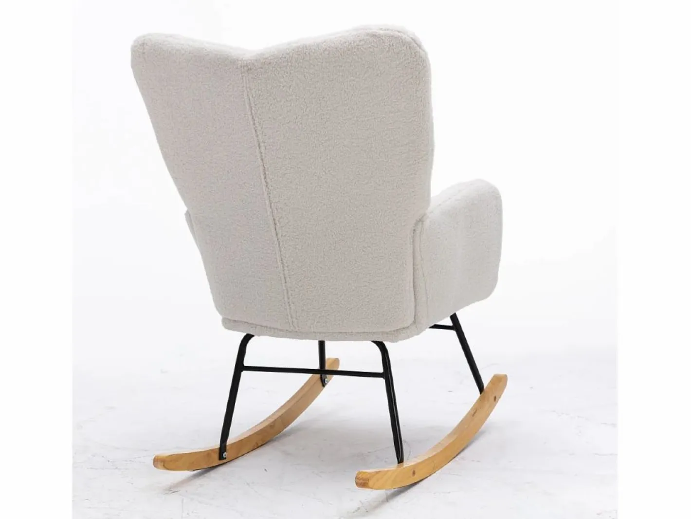Mecedora moderna de felpa blanca con reposabrazos y respaldo, ideal para salón y dormitorio^OKWISH Sale