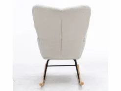 Mecedora moderna de felpa blanca con reposabrazos y respaldo, ideal para salón y dormitorio^OKWISH Sale