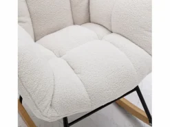 Mecedora moderna de felpa blanca con reposabrazos y respaldo, ideal para salón y dormitorio^OKWISH Sale