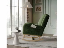 Mecedora moderna en tela de peluche con asiento acolchado de espuma y estructura de madera^ Sale
