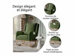 Mecedora moderna en tela de peluche con asiento acolchado de espuma y estructura de madera^ Sale