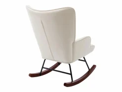 Mecedora moderna tapizada en terciopelo para sala de estar, con respaldo alto y patas de madera, color Beige New