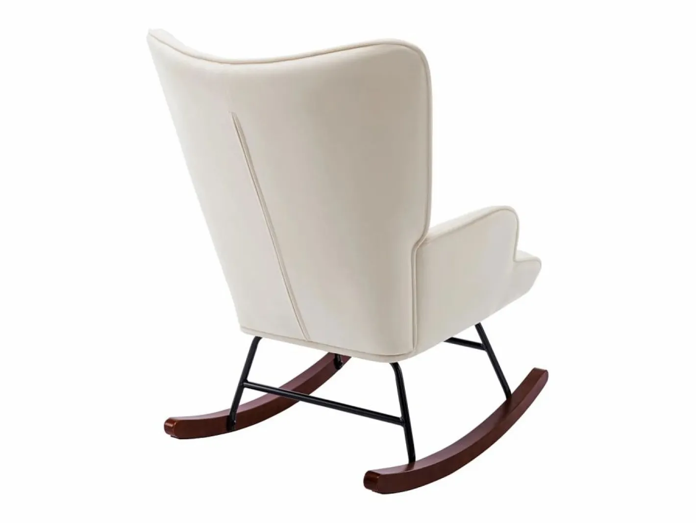 Mecedora moderna tapizada en terciopelo para sala de estar, con respaldo alto y patas de madera, color Beige New