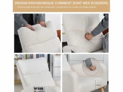 Sillón Balancín|Mecedora Relax, Reposabrazos, Bolsillos, Patas de Madera, Terciopelo Teddy, 150 kg