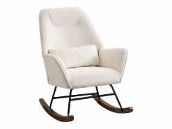 Mecedora tapizada en terciopelo con soporte lumbar, ideal para sala de estar y guardería, color Beige Sale