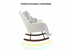 Mecedora tapizada en terciopelo con soporte lumbar, ideal para sala de estar y guardería, color Beige Sale