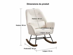 Mecedora tapizada en terciopelo con soporte lumbar, ideal para sala de estar y guardería, color Beige Sale