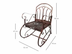 Mecedora vintage, metal, diseño elegante, color rojo bronce, gran comodidad, capacidad 150 kg (61x79x90 cm) Cobrizo Hot