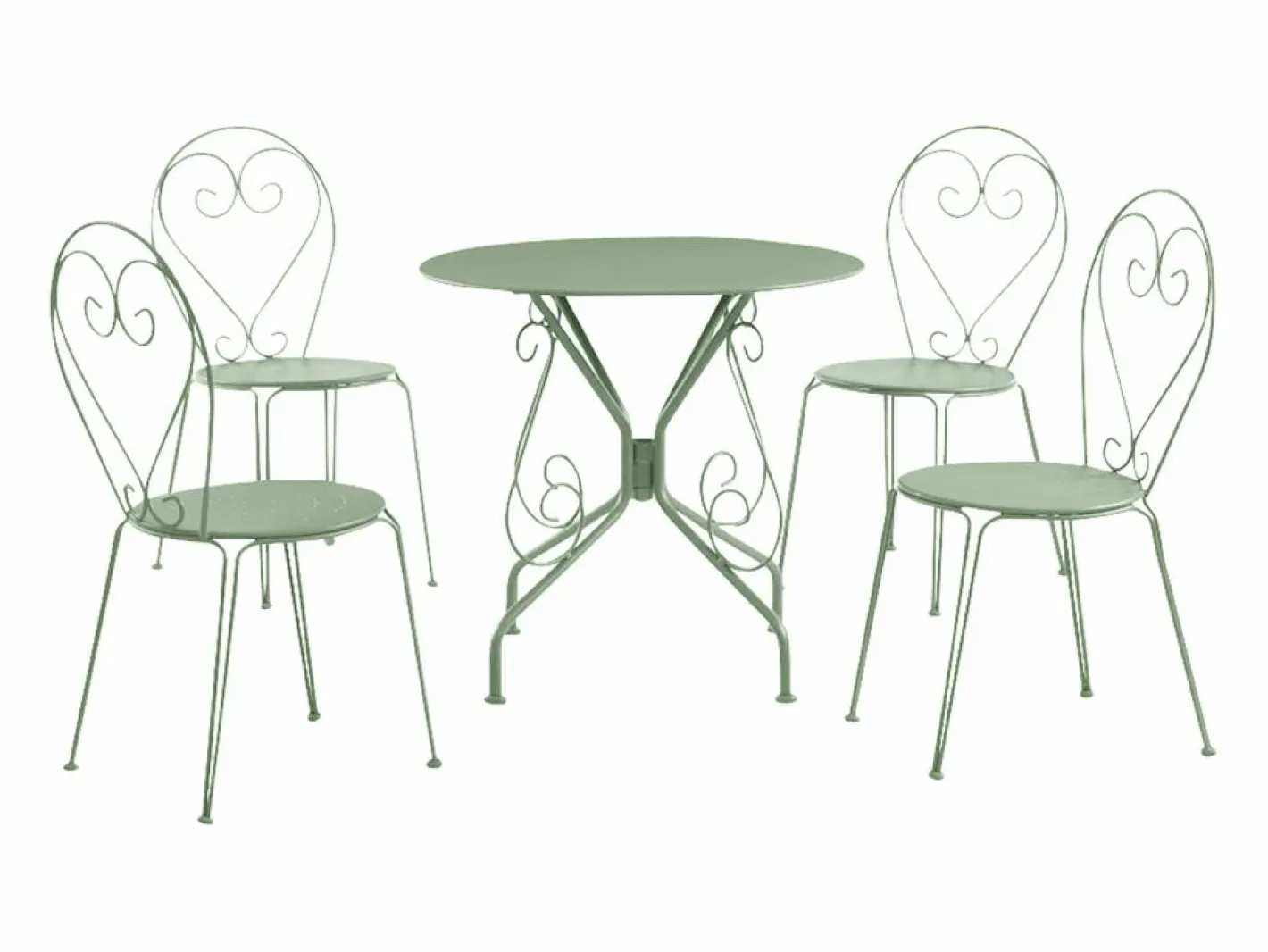 MYLIA Comedores De Jardín|Mesa + 4 sillas jardín metal hierro forjado - GUERMANTES