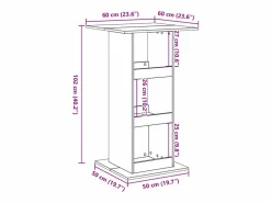 Clicnbuy Mueble Bar|Mesa alta bar con almacenaje madera roble artisian 60x60x102 cm