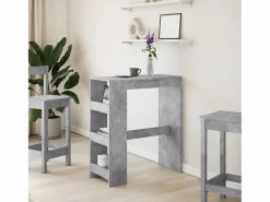 Clicnbuy Mesa alta bar con estantes madera hormigón 90x40x103,5 cm Gris Discount