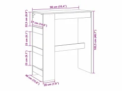 Clicnbuy Mesa alta bar con estantes madera hormigón 90x40x103,5 cm Gris Discount