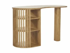 Miliboo Mesa alta con almacenaje de madera maciza de mango 90 cm LOBIO Beige Clearance