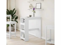 Clicnbuy Mesa alta con estantes madera ingeniería 90x40x103,5 cm Blanco Discount