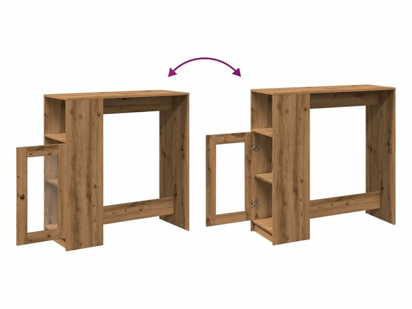 Clicnbuy Mesa alta con estantes madera roble artisian 101x40x103,5 cm Marru00f3n